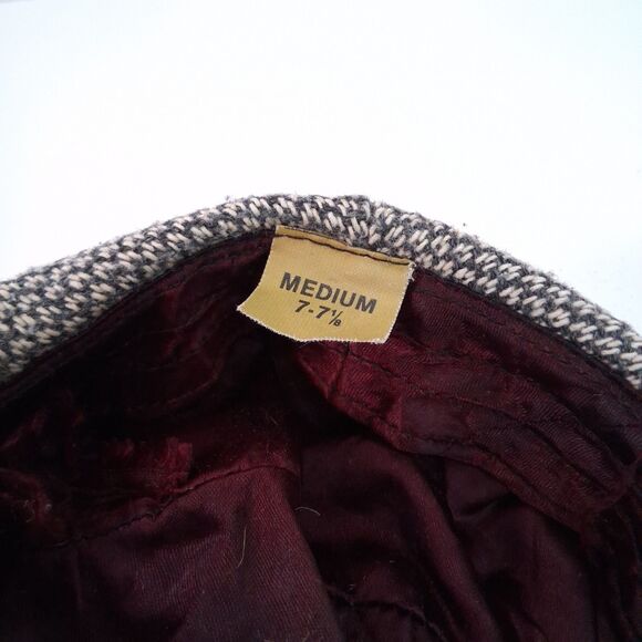 Vintage London Fog Gray/Beige Baker Newsboy Men Tweed Hat Cap Size M  Y2K Retro - Picture 10 of 12